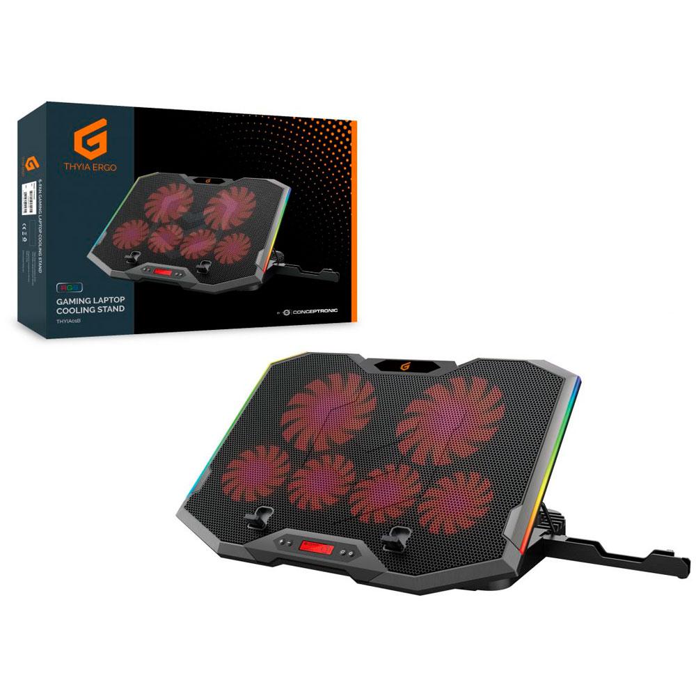 Base refrigeradora Conceptronic Gaming THYIA01B / Hasta 17 / Led Rgb / 6x Fan" - Imagen 5
