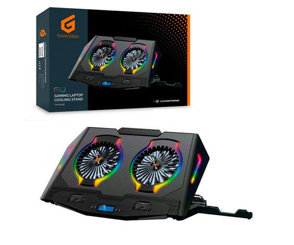 Base refrigeradora Conceptronic Gaming Thyia / Hasta 17 / Led Rgb / 2x Fan 125mm / 4 Niveles / THYIA02B" - Imagen 3