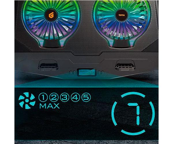 Base refrigeradora Conceptronic Gaming Thyia / Hasta 17 / Led Rgb / 2x Fan 125mm / 4 Niveles / THYIA02B" - Imagen 4