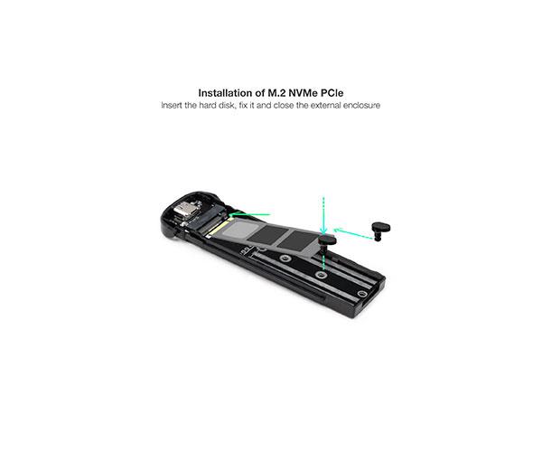 Caja externa SSD M.2 NVMe PCIe Type-C 3.1 Gen2 / Tooq / Aluminio / Negra / TQE-2201B - Imagen 2