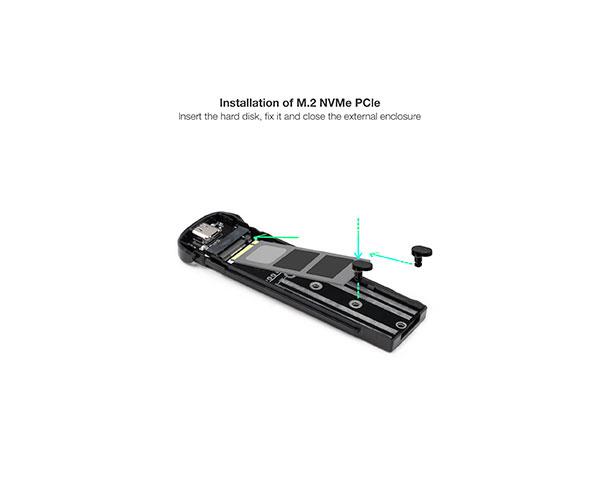 Caja externa SSD M.2 NVMe PCIe Type-C 3.1 Gen2 / Tooq / Aluminio / Azul / TQE-2201BL - Imagen 2