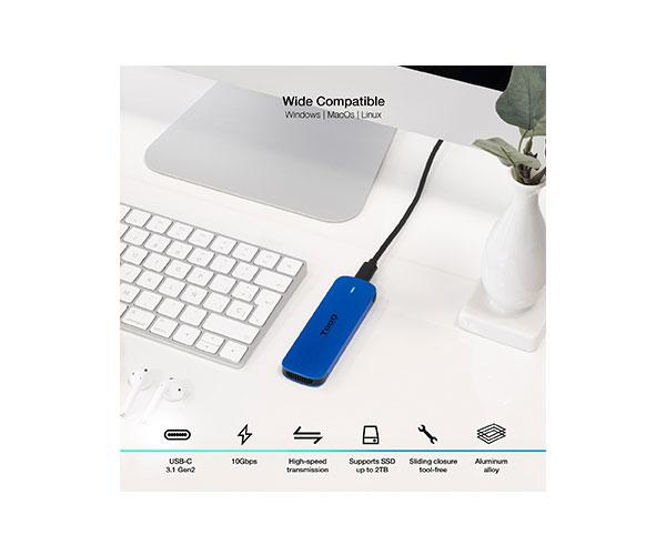 Caja externa SSD M.2 NVMe PCIe Type-C 3.1 Gen2 / Tooq / Aluminio / Azul / TQE-2201BL - Imagen 4