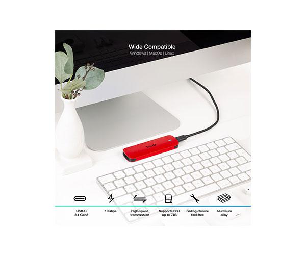 Caja externa SSD M.2 NVME PCIe Type-C 3.1 Gen2 / Tooq / Aluminio / Roja / TQE-2201R - Imagen 4