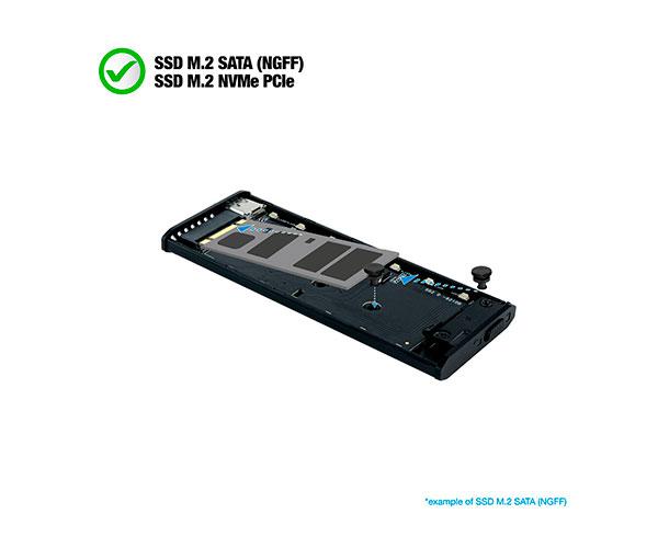 Caja externa SSd M.2 Ngff / NVMe Type-C Usb 3.1 Gen2 / Tooq / RGB / Shinobi / Gris / Tqe-2221G - Imagen 5