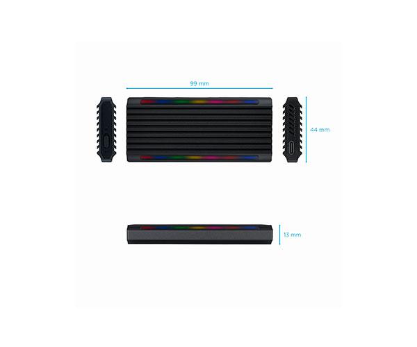 Caja externa SSd M.2 Ngff / NVMe Type-C USB 3.1 Gen2 / Tooq / RGB / Shinobi / Negro / Tqe-2222b - Imagen 3