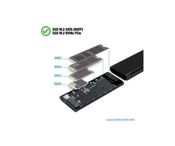 Caja externa SSd M.2 Ngff / NVMe Type-C USB 3.1 Gen2 / Tooq / RGB / Shinobi / Negro / Tqe-2222b - Imagen 4