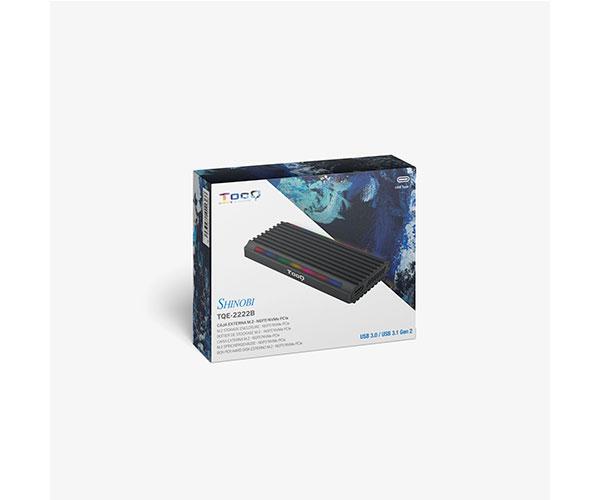 Caja externa SSd M.2 Ngff / NVMe Type-C USB 3.1 Gen2 / Tooq / RGB / Shinobi / Negro / Tqe-2222b - Imagen 7