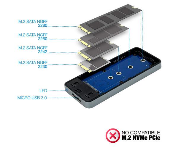 Caja externa SSd M.2 Ngff USB 3.1 Gen1 / Tooq / Gris / TQE-2281G - Imagen 3