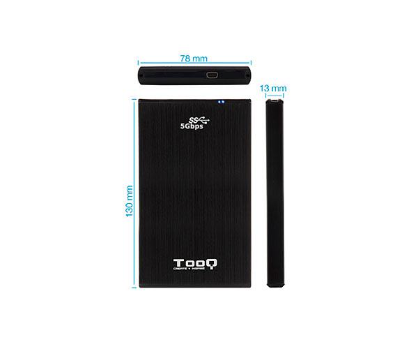 Caja externa aluminio 2.5 USB 3.1 Sata Tooq Negra 9.5mm TQE-2522B - Imagen 3
