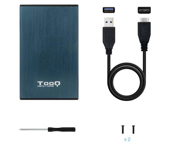 Caja externa aluminio 2.5 USB 3.1 Sata Tooq Azul Pacífico 9.5mm TQE-2527PB - Imagen 2