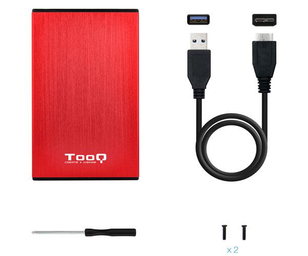 Caja externa aluminio 2.5 USB 3.1 Sata Tooq Rojo 9.5mm TQE-2527R - Imagen 2