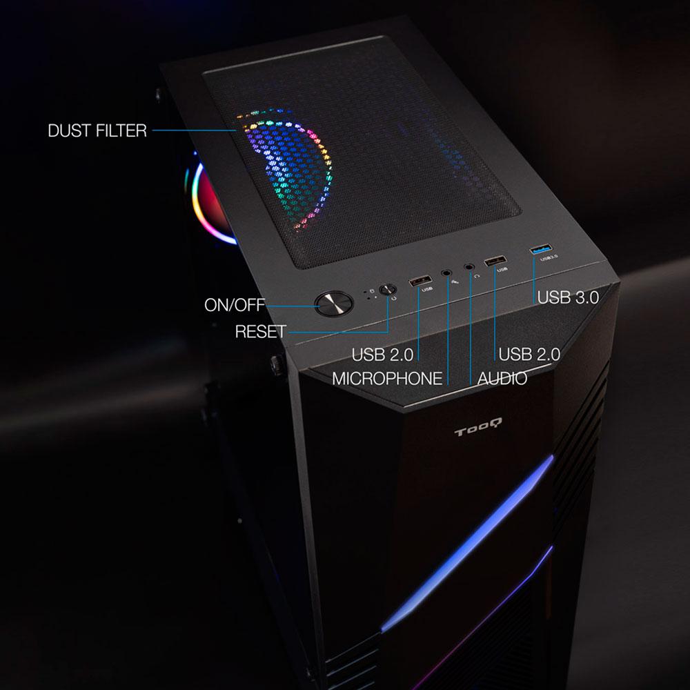 Caja Semitorre Gaming Biohazard ATX / MATX / RGB Led / Tooq / Negra TQGCC102-B - Imagen 4
