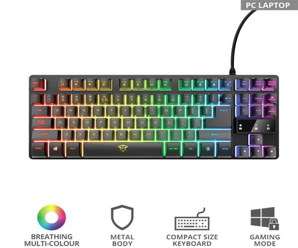 Teclado Trust Gaming Thado Gxt 833 / Metalico TKL / Iluminacion LED / 12 teclas multimedia / Compatible Videoconsolas - Imagen 2
