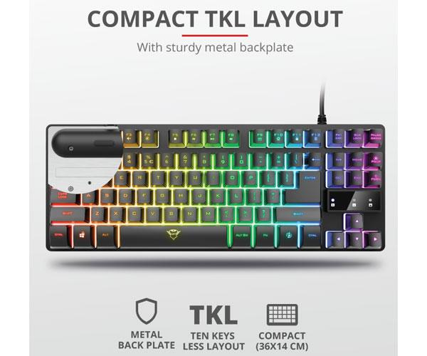Teclado Trust Gaming Thado Gxt 833 / Metalico TKL / Iluminacion LED / 12 teclas multimedia / Compatible Videoconsolas - Imagen 3