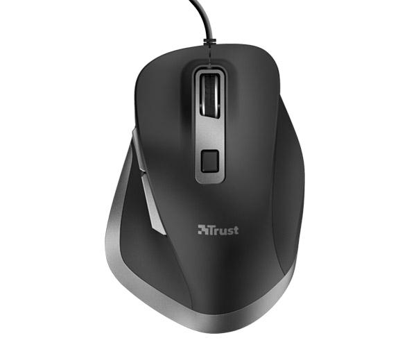 Raton óptico Usb Trust Fyda / Ergonomico / 5000 dpi / 6 Botones / Negro / 24728