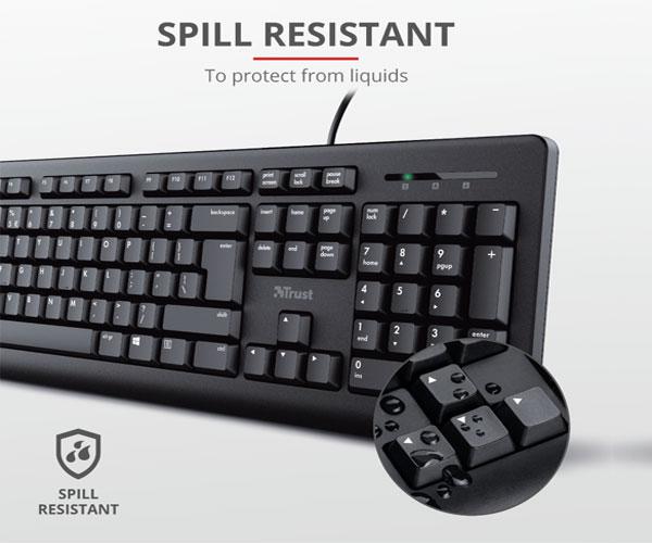 Combo Teclado + Raton USB Trust TKM-250 / Silencioso / Resistente a liquidos / Negro - Imagen 5