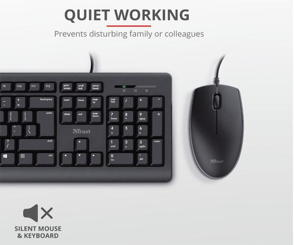 Combo Teclado + Raton USB Trust TKM-250 / Silencioso / Resistente a liquidos / Negro - Imagen 7