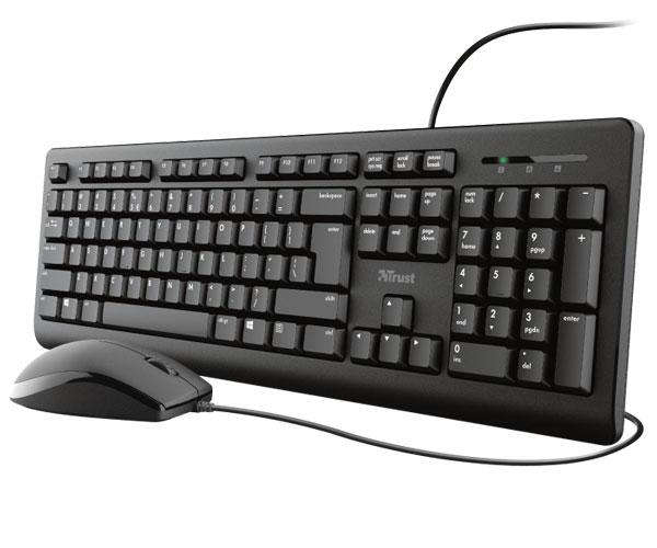 Combo Teclado + Raton USB Trust TKM-250 / Silencioso / Resistente a liquidos / Negro