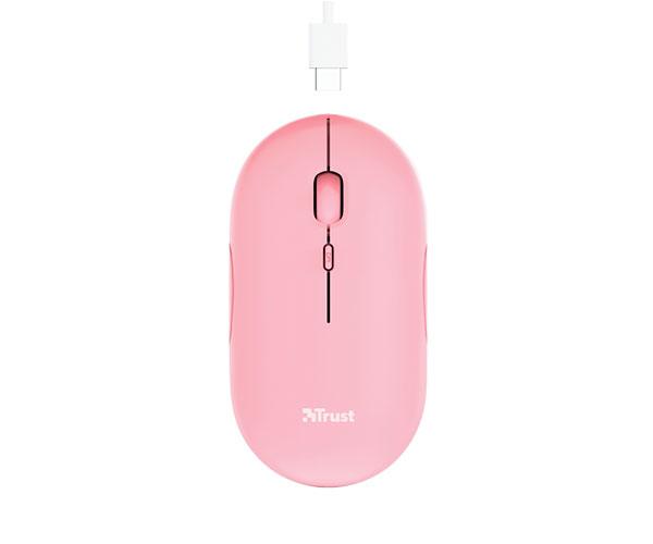 Raton Inalambrico Trust Puck / Recargable / 1600 Dpi / 3 Botones silenciosos / Ultra fino / Ambidiestro / Rosa / 24125 - Imagen 2