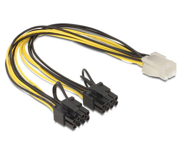 Adaptador alimentacion gráfica 6 pines pci-e a 2x 6+2 Pines Pci-e / 30cm / Delock 83433