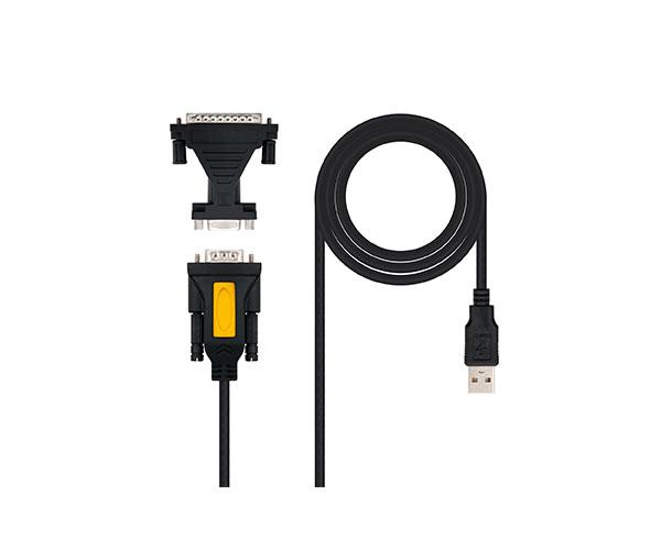 Cable USB a Serie Rs232 M/M+ Adaptador Paralelo Db9 a Db25 H/M / 1.8m / Nanocable 10.03.0002 - Imagen 3