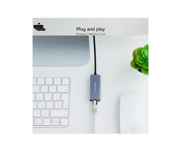 Adaptador conversor Type-C a Ethernet Gigabit RJ45 / 15cm / Aluminio / Nanocable 10.03.0406 - Imagen 4