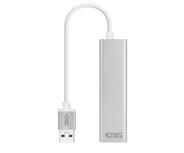 Adaptador conversor USB 3.0 a Ethernet Gigabit RJ45 + 3x USB 3.0 / Plata / 15 cm / 10.03.0403 - Imagen 2