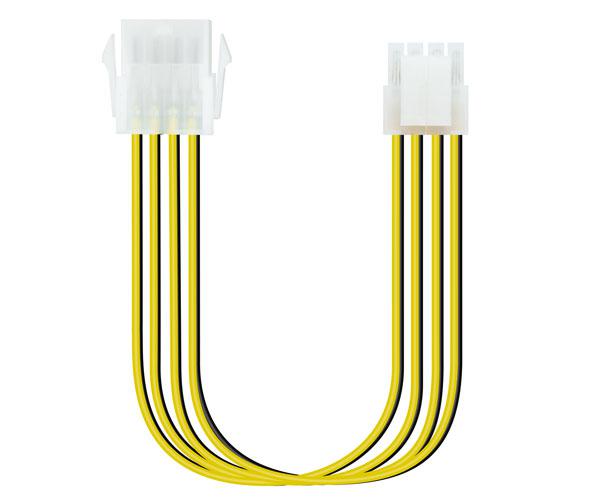 Cable Prolongador alimentacion 8 pines Hembra a 4+4 Pines Macho / 30cm / Nanocable 10.19.1402