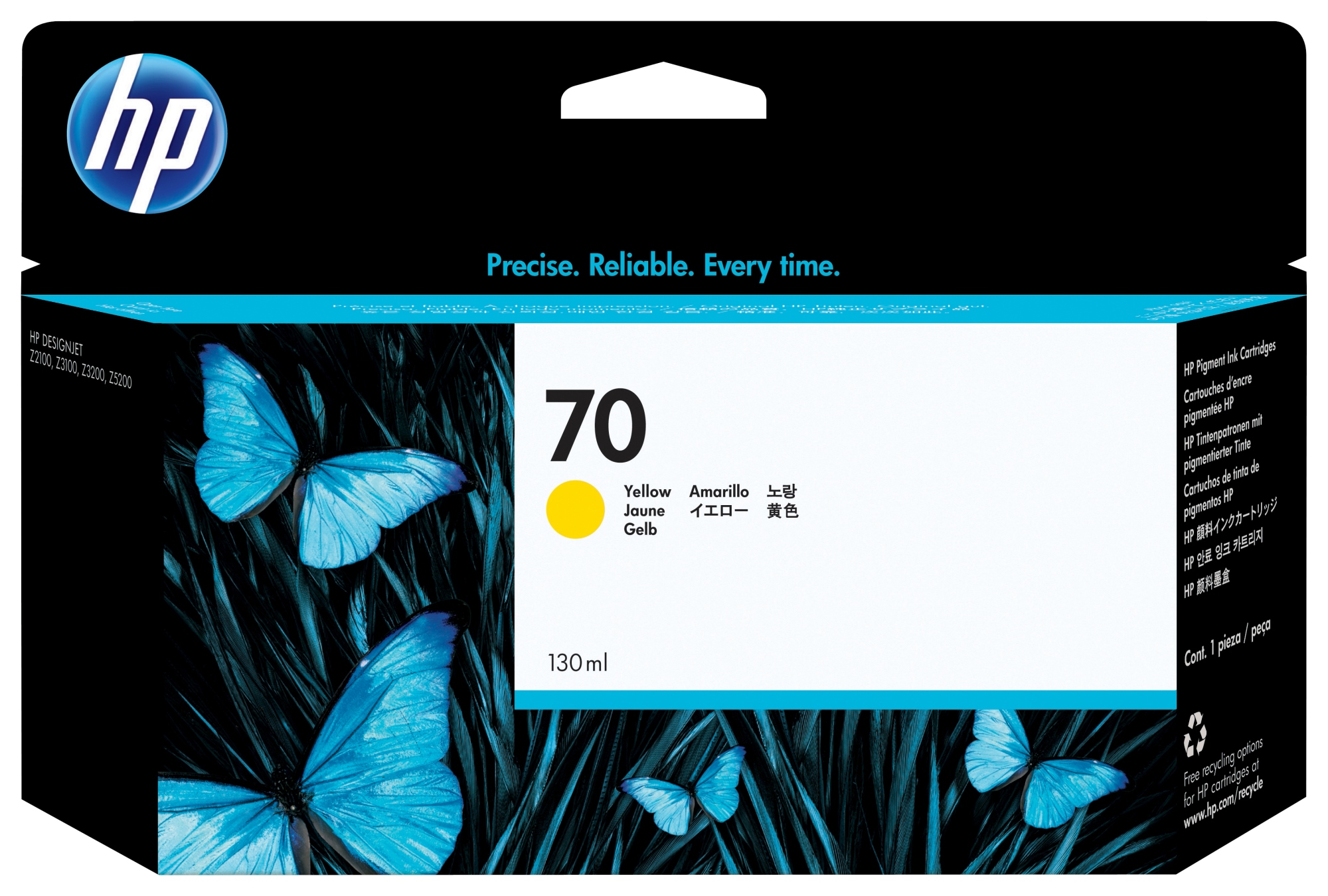 ÷ Tinta original hp n70 amarillo c9454a 130ml
