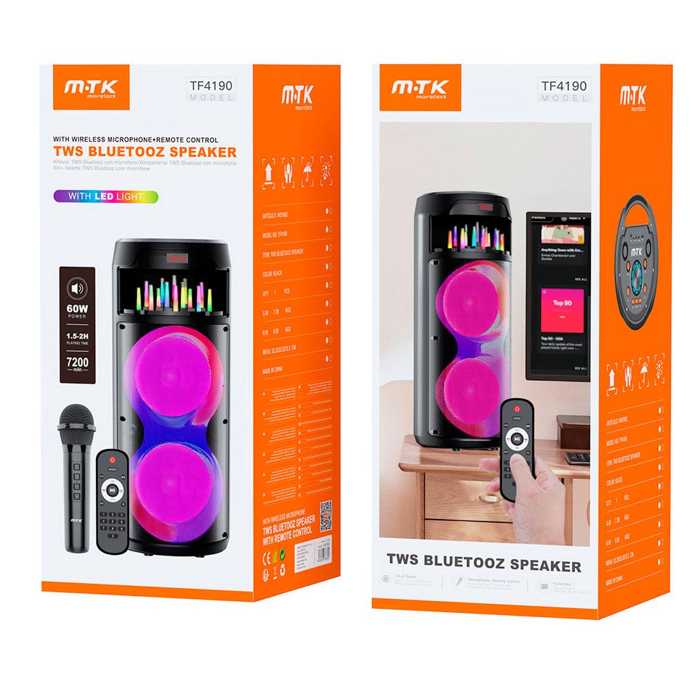 Altavoz Bluetooth 5.0 TF4190 / 60w / 7200mah / Luces Led / TWS / Fm / MicroSD - USB MP3 / Mando + Micro Inalambrico / Negro / MTK - Imagen 2