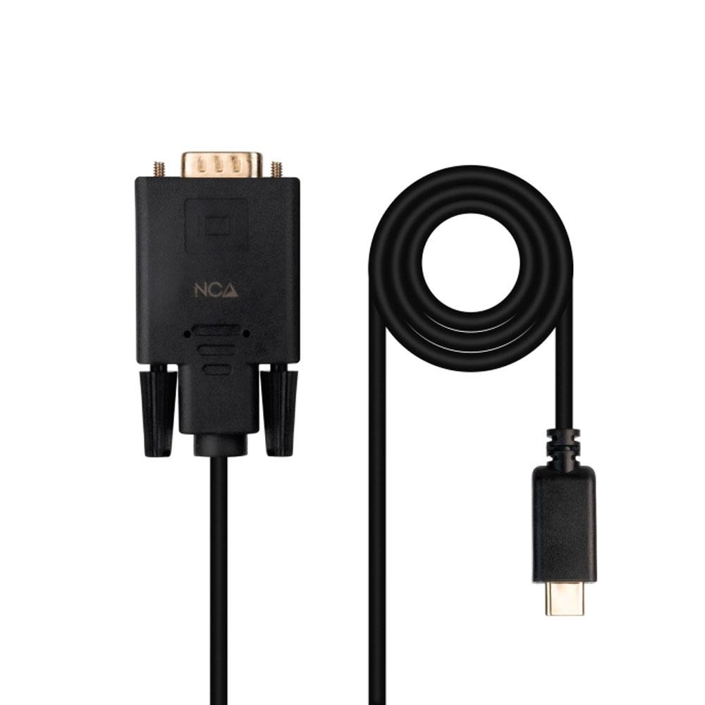 Cable conversor Type-C a VGA M/M / 1.8m / Negro / Nanocable / 10.15.5202