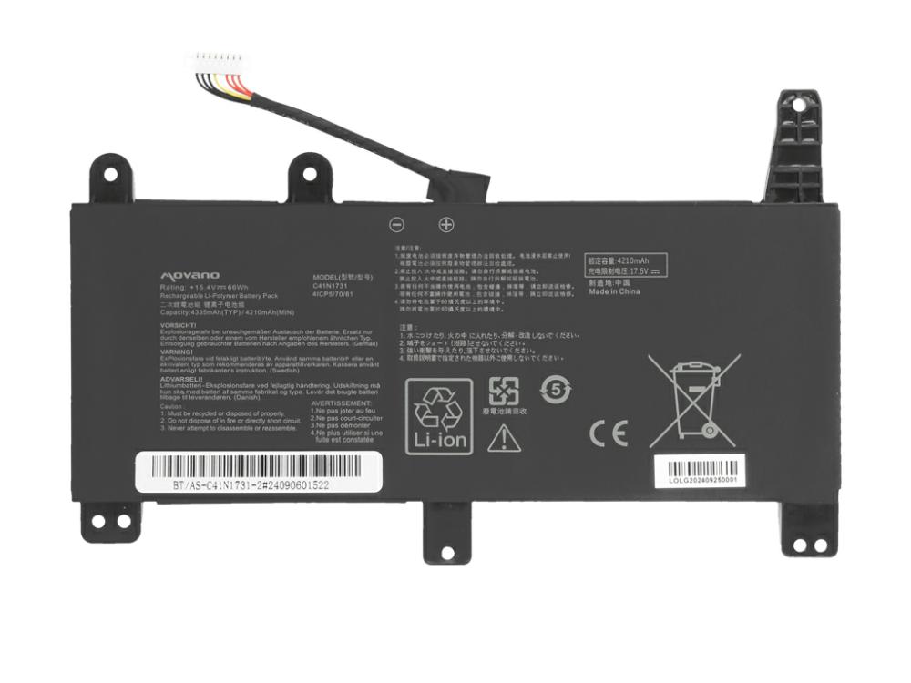 Batería compatible para portátil ASUS C41N1731-2 15.4V 4335mAh Movano - Imagen 5