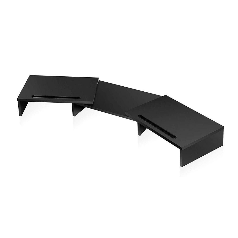 Soporte Elevador Madera para monitor/portatil Phoenix / Hasta 2 monitores / 2 alturas / Negro / PHWERAISERB