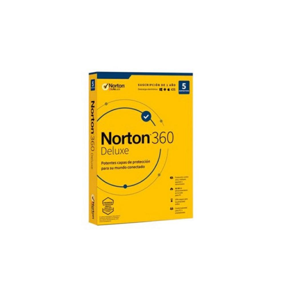 Antivirus Norton 360 Deluxe 50Gb / 1 Usuario / 5 Dispositivos / 1 Año / OEM
