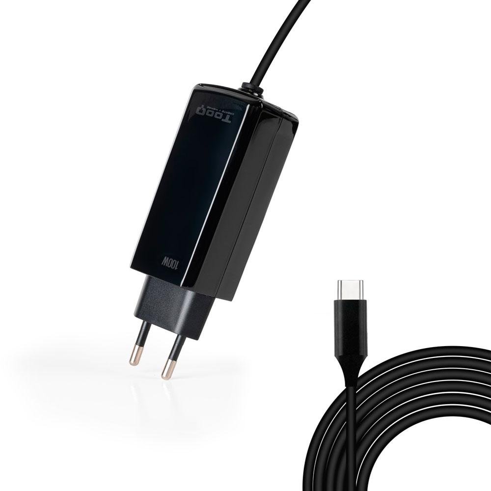 Cargador para portátil universal automático GAN 100W Type-C PD / Tooq / Negro / TQLC-USBCGAN100PD-C - Imagen 2