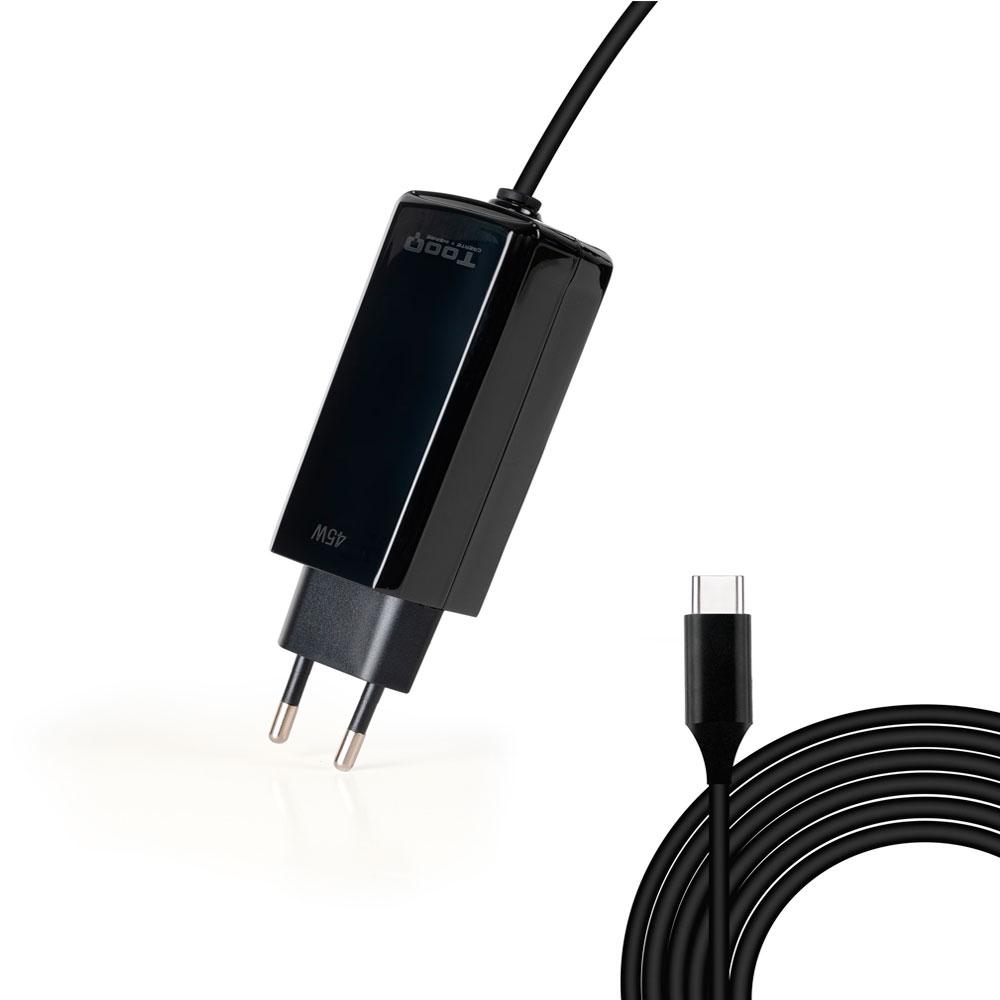 Cargador para portátil universal automático GAN 45W Type-C PD / Tooq / Negro / TQLC-USBCGAN45PD-C - Imagen 2