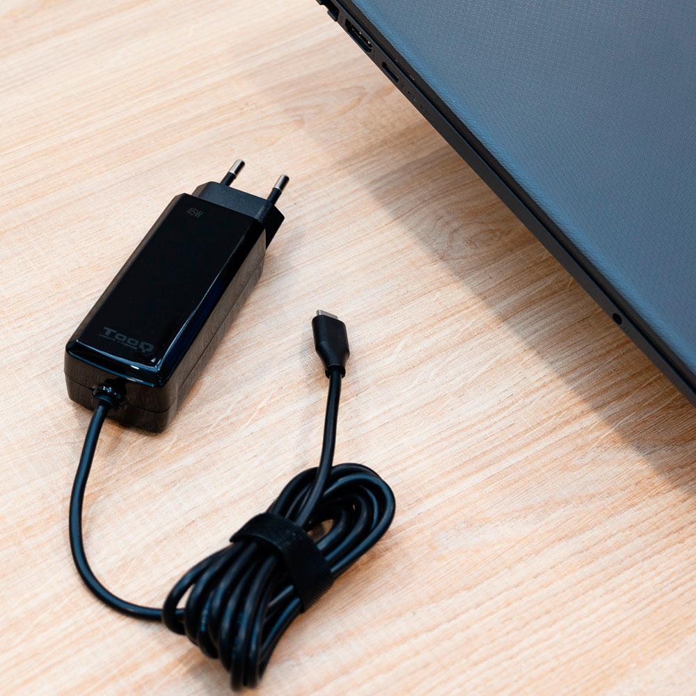 Cargador para portátil universal automático GAN 45W Type-C PD / Tooq / Negro / TQLC-USBCGAN45PD-C - Imagen 4