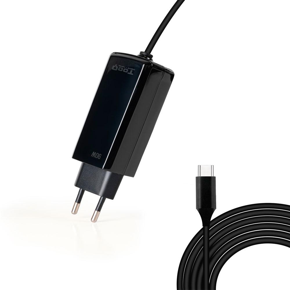 Cargador para portátil universal automático GAN 90W Type-C PD / Tooq / Negro / TQLC-USBCGAN90PD-C - Imagen 2