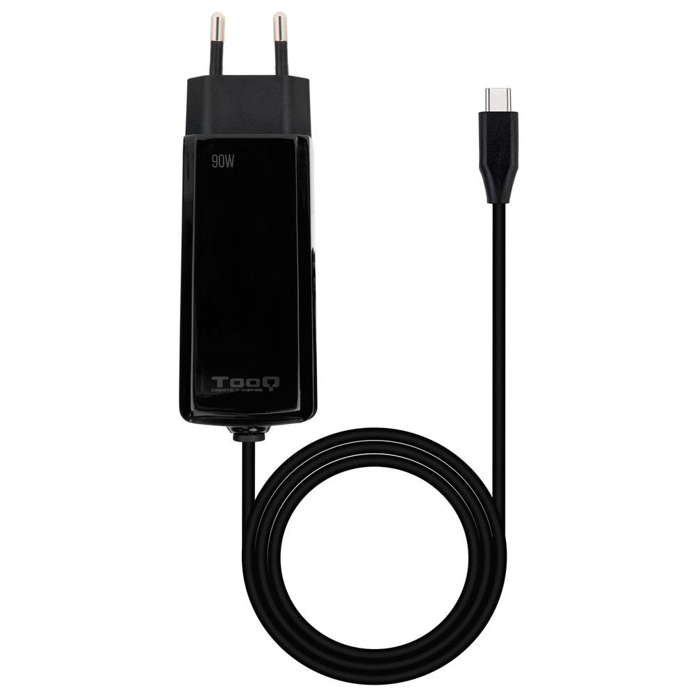 Cargador para portátil universal automático GAN 90W Type-C PD / Tooq / Negro / TQLC-USBCGAN90PD-C